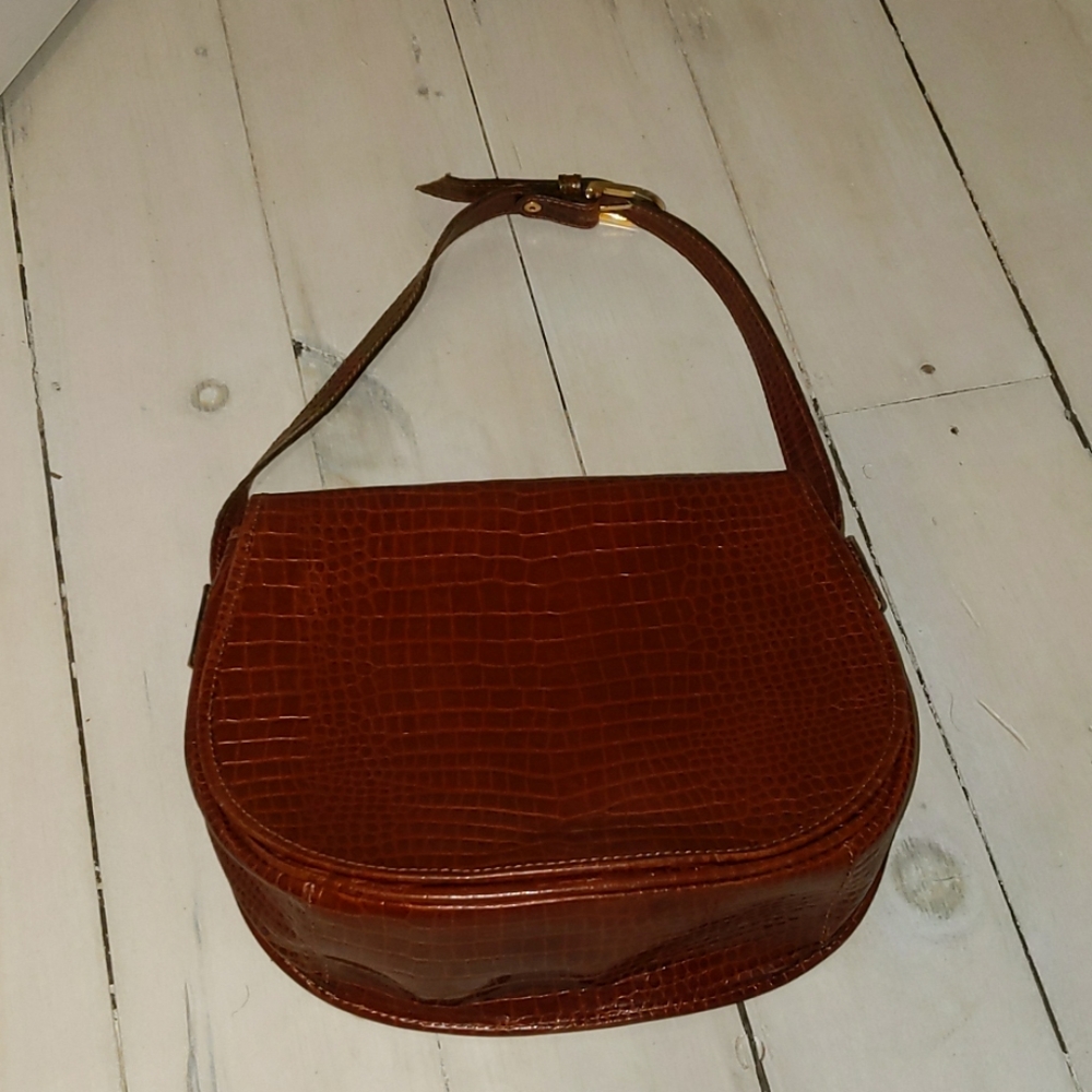 Vintage Brazilian Croc Embossed Shoulder Bag